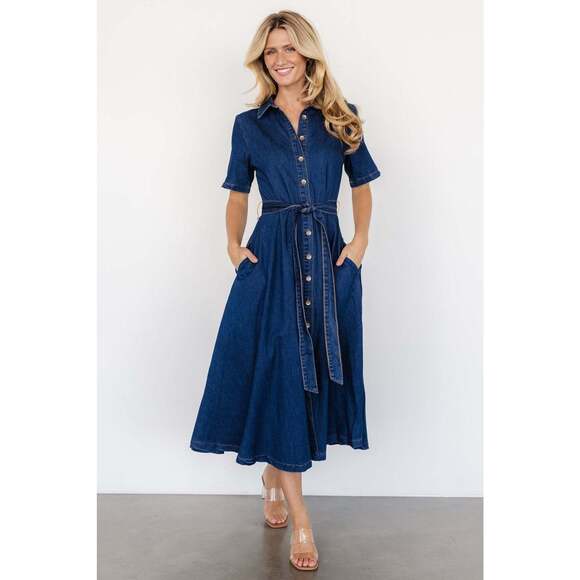 Baltic Born Janelle Midi Dress | Denim Blue Size LL - Picture 1 of 5